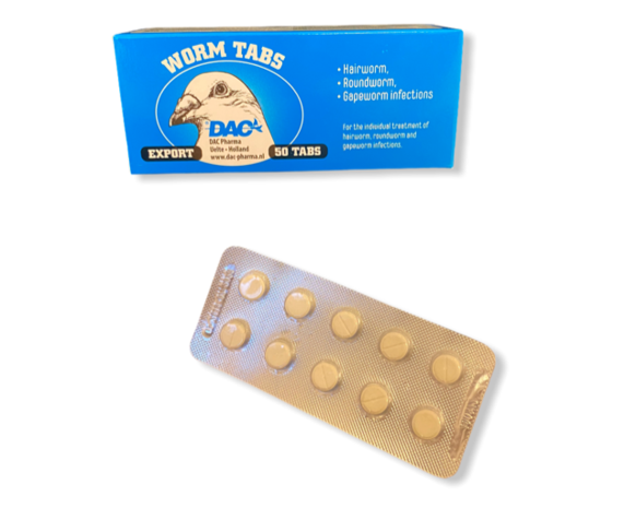 DAC wormtabletten voor duiven blister 50 stuks (nieuwe verpakking)